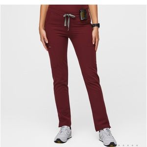 FIGS S Yola Skinny Scrub Bottoms (Burgundy)
